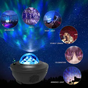 USB Led Star Projektor Night Light Star Nebo Glasbe, Ocean Val Projekcija Lučka W/ Remote Vzdušje Okolice Doma Dekoracijo