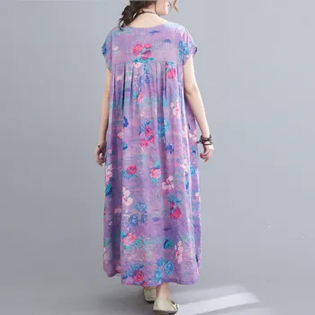Kratek rokav bombaž letnik cvetlični obleke za ženske priložnostne svoboden dolgo poletno obleko elegantna oblačila 2021 sundress