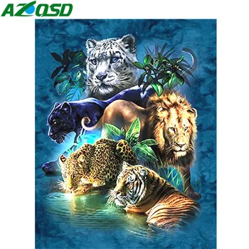 AZQSD Diamond Slikarstvo Živali Navzkrižno Šiv Okrasnih Darilo 5d Diy Diamond Vezenje Volk Doma Dekor Polni Sveder Kvadrat