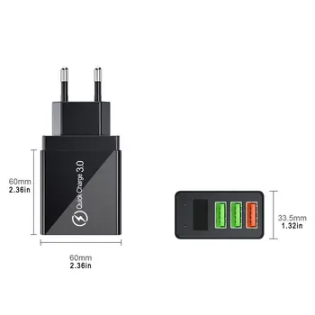 3 USB Digitalnega Mobilnega Telefona Polnilnik Digitalni Zaslon , USB Mobile PhoneCharger Za iPhone 7 Samsung Tablet Adapter za Hitro polnjenje