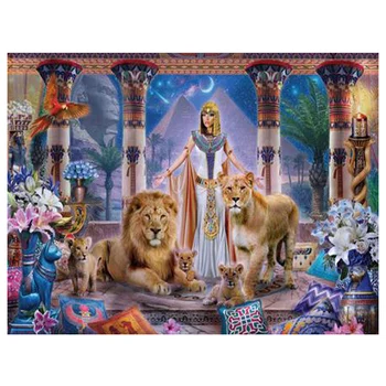 Celoten Kvadratni Krog Vaja 5D DIY Diamond Slikarstvo Egipt Kraljica Lions Vzorci noge Vezenje Navzkrižno Šiv Mozaik Dekor Darilo YG999