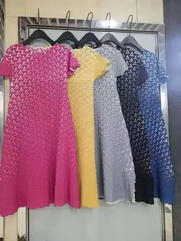 Miyake Nabrano Obleko Lahko Nove Videti Val Svetlobe Obsega Kratkimi Ohlapno Obleko Korejski Stil Modni Obleko