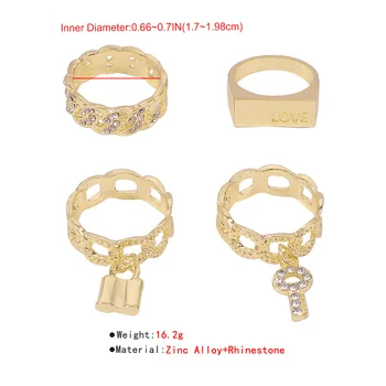 Boho Midi Členek Zaklepanje Kvadratnih Prstan iz Zlata Ring Crystal Design za Ženske, Modni Nakit, Prstani za Ženske