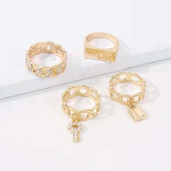 Boho Midi Členek Zaklepanje Kvadratnih Prstan iz Zlata Ring Crystal Design za Ženske, Modni Nakit, Prstani za Ženske