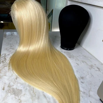 Blondinka čipke spredaj lasuljo človeških las brazilski kosti naravnost človeških las lasulje za black ženske 30-Palčni barvni 613 čipke spredaj lasuljo