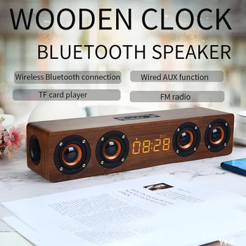 Lesene Soundbar Brezžični Bluetooth Zvočnik 20W HI-fi High-fidelity) Surround Zvok Glasbe Center z LED Zaslon FM Radia Boom Box