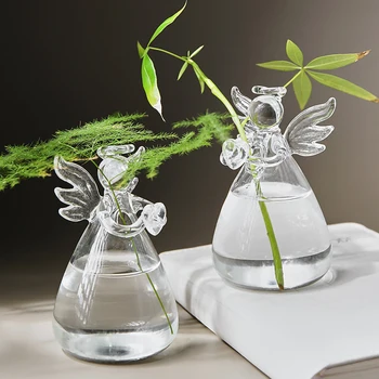 Visoko Borosilicate Steklena Vaza Angel Cvet Rastlin Prozorni Steklenici Dnevna Soba Dekoracijo Posušen Cvet Dekoracijo Naprave
