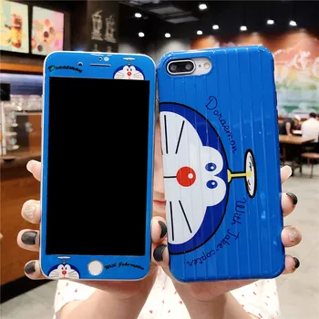GYKZ 360 Celotno Telo, Zaščitni Zaslon Telefona Primeru Za iPhone XS MAX XR X 7 8 6 6s Plus Risanka Doraemon Mehko Hrbtni Pokrovček Coque Capa