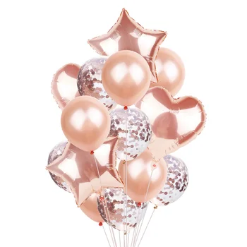 14 Multi-Konfeti Baloni Srečen Rojstni dan Baloni Rose Zlata Balone Helija, Fantje in Dekleta Baby Tuš Stranka Dobave
