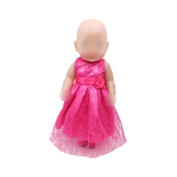 43 cm baby lutke Obleko novorojenčka Magenta čipke obleko Otroške igrače krilo fit Ameriški 18 inch Dekleta lutka f321