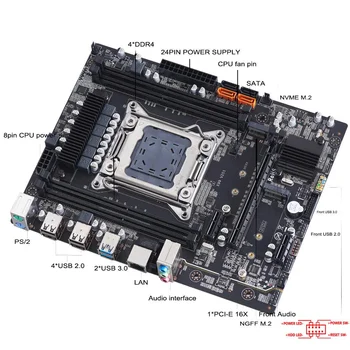 X99 motherboard LGA2011-3 V3 V4 z dvojno M. 2 NVME reža za Podporo štirimi kanali DDR4 ECC 8 TF SATA3.0 USB3.0