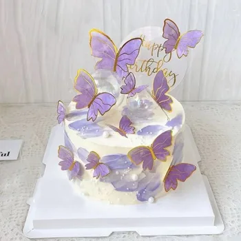 Metulj Torto Toppers Happy Birthday Cake Toppers, Ročno Pobarvan Poroko, Rojstni Dan Torta Dekoracijo Stranka, Pecilni Dobave