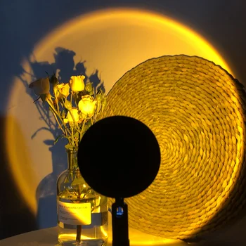Sončni zahod Projektor Lučka Mavrica Vzdušje Led Nočna Lučka za Domačo Spalnico, Kava trgovine, v Ozadju Stene Dekoracijo USB namizne Svetilke
