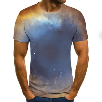 2020 nova moda, moška T-shirt zvezdno nebo, vrhovi 3D tiskanih kratek rokav poletje krog vratu majica trendy ulične