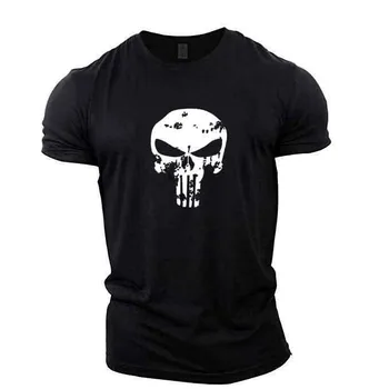 3D Tiskanje Moški Fitnes Mišic Šport Vrhovi Tee Punisher Priložnostne Šport Kratek Rokav Poletje Novo Ohlapno T-shirt