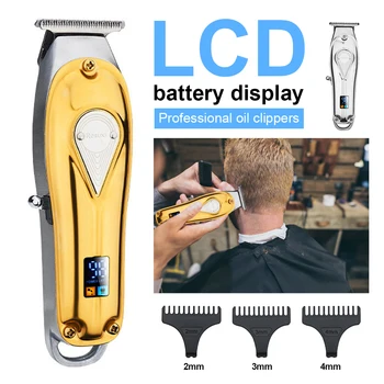 2021NEW Kovinski barber lase clipper profesionalni električni las brivnik moški akumulatorski lase rezalnik pralni Brado Brivnik za ponovno Polnjenje