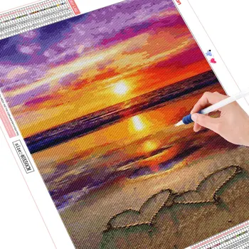 HUACAN Diamond Slikarstvo Kit Krajine 5D DIY Diamond Vezenje Prodaje Obmorskih Sunset Okrasnih Mozaik Doma Dekor