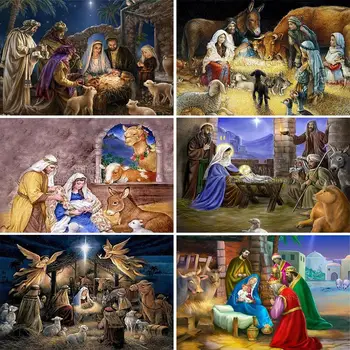 5D DIY Diamond Slikarstvo Vere je Jezus Rojstva Vezenje Božični Art Celoten Kvadratni Krog Mozaik Nastavite Navzkrižno Šiv Doma Dekor Darilo