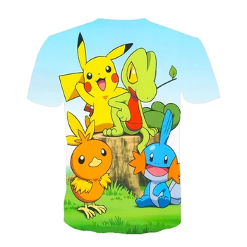 Janpan Anime Pikachu T-shirt Pokemon Kratek Rokav Risank Anime harajuku 3D T-shirt Za Otroke Fantje Tiskanja Hip Hop Unisex Oblačila