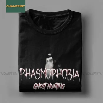 Phasmophobia moška T Majica Lovski Duh Igre Halloween Fobija Strašno Grozo Zabavno Tees Kratek Rokav T-Shirt Bombaž Velika Velikost