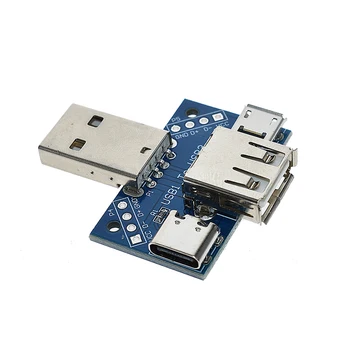 USB Glavo, stikalna plošča, USB Moški Konektor Tip-c Mikro Ženski USB 2.54-4P prenos test odbor USB adapter ploščo XY-USB4