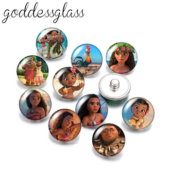 Disney Princesa Moana Maui Tui Sina 10pcs Krog foto 18 mm snap gumbi za 18 mm snap ogrlica DIY nakit