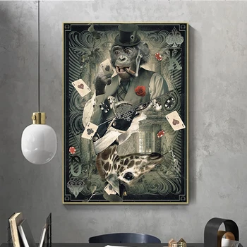 Sylvain Binet Platno Slikarstvo Fiktivni Lik Macaque Plakati in Tiskanje Abstraktna Umetnost Stenske Slike za Dnevni Sobi Doma Dekor