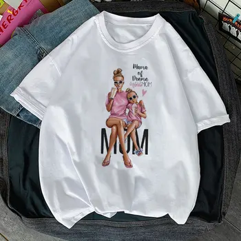 2021 Poletnih Oblačil Žensk T Shirt Cartoon Super Mama Življenje Momlife Tiskanja Dama, T-majice, Dame T-Shirt Ženski zgornji deli oblačil Tee Shirt Femme
