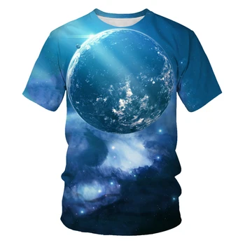 Astronomija Svetu za Moške in Ženske T-shirt Vesolje Zvezdnato Fantasy Poletne Ulične O-vratu Kratek Rokav Prevelik T-shirt