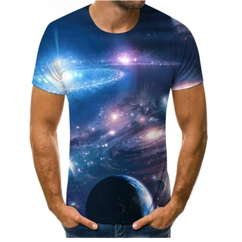Astronomija Svetu za Moške in Ženske T-shirt Vesolje Zvezdnato Fantasy Poletne Ulične O-vratu Kratek Rokav Prevelik T-shirt
