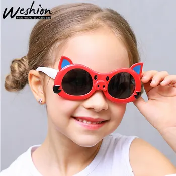 Risanka Prašičev sončna Očala Otroci Polarizirana Očala Baby Prilagodljiv Varnostni Okvir Odtenkov Za Fante Dekle Z ohišjem, ki je UV400