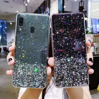 Luksuzni Diamond Bling Star Bleščice Primeru Telefon Za Samsung Galaxy A7 2018 A70 A50 A40 A20e A50S A30S A30 A20 A10 Mehko Zadnji Pokrovček