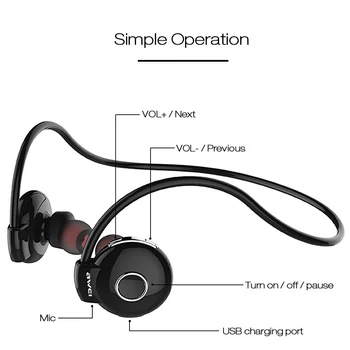 AWEI A845BL Brezžične V Uho Slušalke Bluetooth, združljiva Šport Slušalke Neckband Z Mic Stereo Čepkov Noise Cancel Slušalke