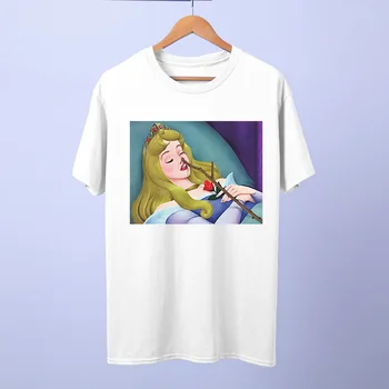 Disney Bombaža Ženske T-shirt Dekleta Poletje Kratek Rokav Svoboden Tshirts Risanka Vrhovi Harajuku Hip Femme Grafični Ženske Snow White