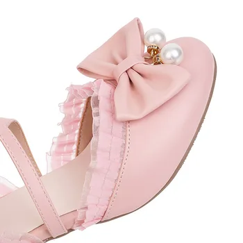 Stranka slog krog toe poletne sandale, ki modne beaded čipke bowknot belt sponke bela, roza, črna, srednje z ženskimi čevlji velika velikost