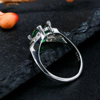 Smaragdno AAA Cirkon 6x8MM Ovalne Gemstone Obroči za Ženske 925 Sterling Srebrni Prstan Diamant Poroko Udejstvovanje Obroči
