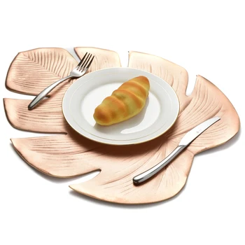 Visoka kakovost Kuhinjsko Mizo, Mat Božič Simulacije Palm Rastlin Gold Leaf PVC Tabela Mat Okrasne Tabela Pad Coasters Na zalogi