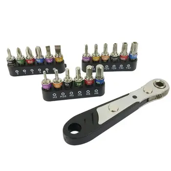 19Pcs/Set 1/4-palčni Barvni Kodirani Mini Ragljo Ročaj Ključ Ključ za izvijače Komplet za Hitro Sprostitev, Ročna Profesionalna Orodja