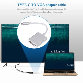 USB C na VGA Adapter Set USB 3.1 Tip C na VGA Pretvornik Gospodinjstvu Računalnik, Pribor za 12 palčni MacBook Air