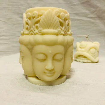 Sveča Plesni Štiri-sided (obojestransko), Buda Design Blagoslov Sveč Avalokitesvara Sveča Mavca Silikonsko Plesni