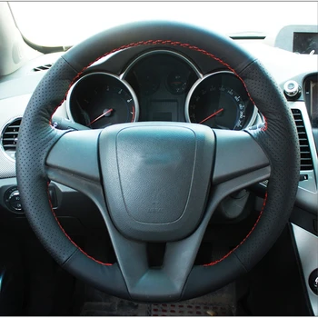 DIY Ročno sešijejo Črna Umetno Usnje Avto volan kritje za Chevrolet Cruze hatchback limuzina 2009-2013