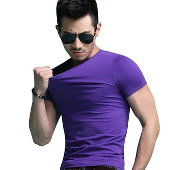 6223-Kratki rokavi T-shirt za moške poletne kratka sleeved vsestranski pol-rokav T-shirt trend tanka linija majica