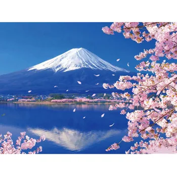 Doma Dekoracijo Mount Fuji Diamond Slikarstvo Mozaik Sakura Češnja Gorski Kvadratnih Okrasnih 3D Navzkrižno Šiv Diamond Vezenje
