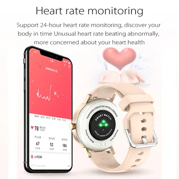 Pametno Gledati za Ženske, Srčnega utripa Smartwatch za Android in iOS Telefonov ,Dejavnost Tracker s Polno Zaslon na Dotik, Roza