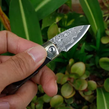 Keychain Mini Zložljiv Nož Damask Rezilo Leseni Ročaj Prostem Kampiranje Preživetje Žep Noži Pripomoček za Potapljanje Lov EOS Orodja
