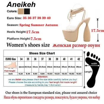 Aneikeh Visokih Petah Ženske Čevlje Platformo PVC Prozorni Ozkem Pasu Sandali 2021 Poletje Moda Debelo Dno Femmes Chaussures