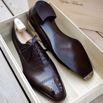 Visoka Kakovost Najnovejši Modni moška Obleka, Čevlji za Klasično Brownn Pu Usnja Premije Brogue Priložnostne Čevlji Zapatos De Hombre AG015