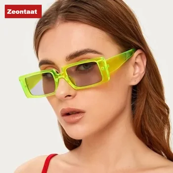 Zelena Pravokotne Ženska sončna Očala 2020 Letnik Plastičnih Kvadratnih Smešno Luksuzni Očala Moški Ženski Majhen Okvir sončna Očala UV400