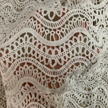 Nigerian Lace Fabric 2019 African Water Soluble Embroidered Lace Fabric White French Guipure Wedding Dress Material