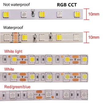 5050 LED Trakove DC 12V 24V RGB RGBW RGBCCT bela / Topla Bela IP 21 IP65 IP67 60leds/m Prilagodljiv Trak, LED Luči, Svetilka, 5m
